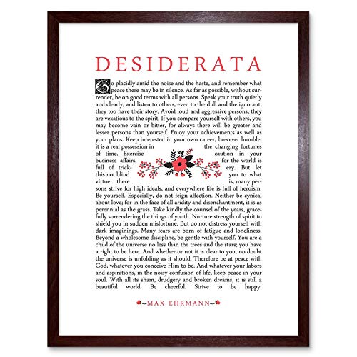 Wee Blue Coo Quote Desiderata Floral Ehrmann Typography Inspiration Art Print Framed Poster Wall Decor Kunstdruck Poster Wand-Dekor-12X16 Zoll von Wee Blue Coo