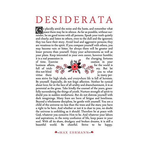 Quote Desiderata Floral Ehrmann Typography Inspiration Art Print Poster Wall Decor 12X16 Inch Quote Desiderata Floral Ehrmann Typography Inspiration Art Print Poster Wall Decor 12X16 Inch von Wee Blue Coo