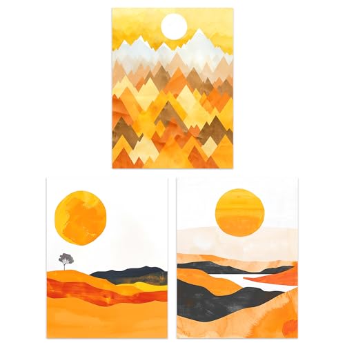Wee Blue Coo Set of 3 Prints Bold Orange Sunset Landscape Mountains Living Room Poster Wall Art 12X16 Wee Blue Coo Set of 3 Prints Bold Orange Sunset Landscape Mountains Living Room Poster Wall Art 12X16 von Wee Blue Coo