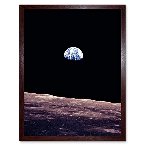 Wee Blue Coo Space Photo Planet Earth Lunar Surface Moon Landscape USA Art Print Framed Poster Wall Decor Kunstdruck Poster Wand-Dekor-12X16 Zoll von Wee Blue Coo