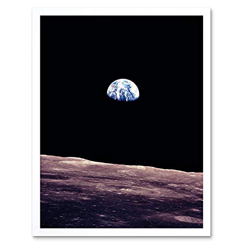 Wee Blue Coo Space Photo Planet Earth Lunar Surface Moon Landscape USA Art Print Framed Poster Wall Decor Kunstdruck Poster Wand-Dekor-12X16 Zoll von Wee Blue Coo