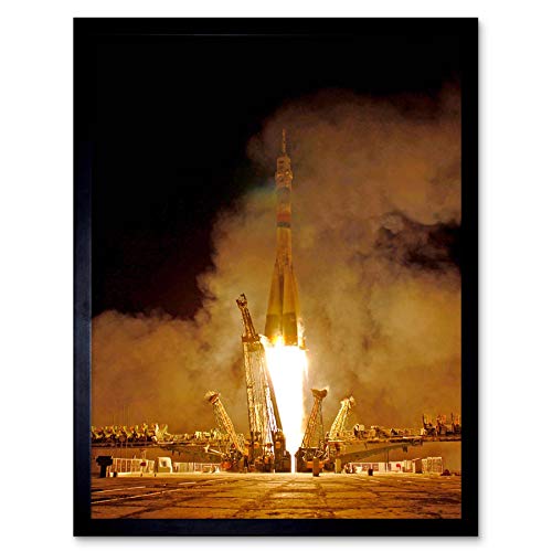 Wee Blue Coo Space Photography Rocket Launch Soviet Soyuz Take Off Blast Ussr Art Print Framed Poster Wall Decor Kunstdruck Poster Wand-Dekor-12X16 Zoll von Wee Blue Coo
