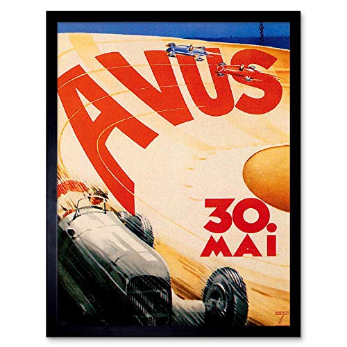 Wee Blue Coo Sport Motor Avus Berlin Germany Vintage Art Print Framed Poster Wall Decor Kunstdruck Poster Wand-Dekor-12X16 Zoll von Wee Blue Coo