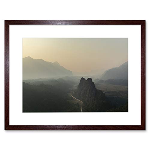 Wee Blue Coo Sunset Laos Southeast Asia Landscape Photography Artwork Framed Wall Art Print 9X7 Inch Sonnenuntergang Landschaft Fotografie Wand von Wee Blue Coo