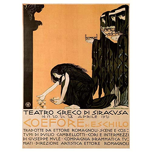 Wee Blue Coo Theatre Stage Play Coefore Aeschylus Greek Syracuse Sicily Italy Art Print Poster Wall Decor Kunstdruck Poster Wand-Dekor-12X16 Zoll von Wee Blue Coo