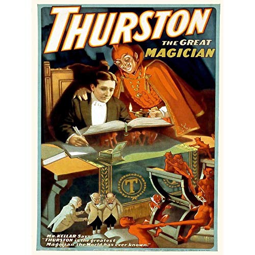 Wee Blue Coo Thurston The Magician Vintage Advertising Art Print Poster Wall Decor Kunstdruck Poster Wand-Dekor-12X16 Zoll Wee Blue Coo Thurston The Magician Vintage Advertising Art Print Poster Wall Decor Kunstdruck Poster Wand-Dekor-12X16 Zoll von Wee Blue Coo