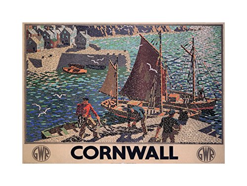 The Art Stop TRAVEL Harbour Boat Fishing Cornwall Rail GWR UK Advert Framed Print F12X6789 von The Art Stop