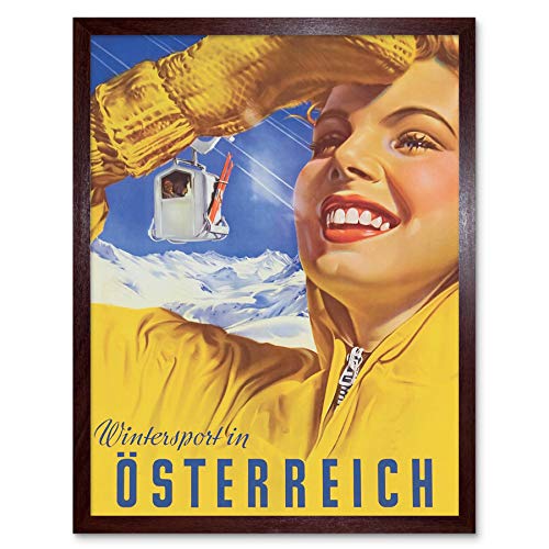 Wee Blue Coo Travel Ski Winter Sport Osterreich Austria Art Print Framed Poster Wall Decor Kunstdruck Poster Wand-Dekor-12X16 Zoll von Wee Blue Coo