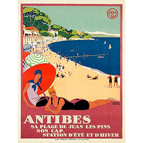 Wee Blue Coo LTD Travel Tourism Antibes Beach Sea Ocean Sun Paris France Art Print Poster Wall Decor Kunstdruck Poster Wand-Dekor-12X16 Zoll von Wee Blue Coo LTD