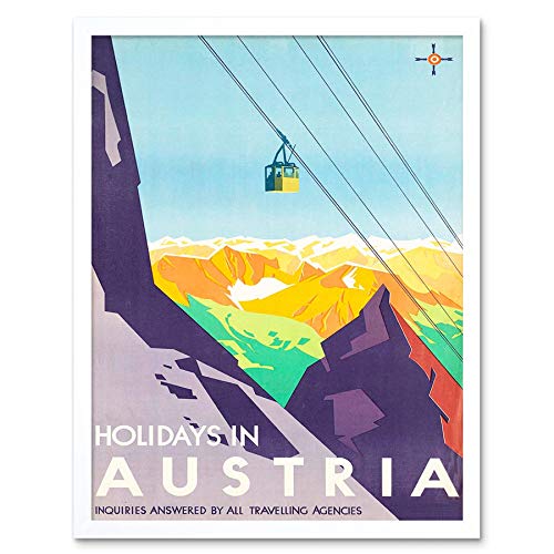 Wee Blue Coo Travel Tourism Austria Winter Sport Ski Lift Mountain View Alpine Snow Peak Art Print Framed Poster Decor Wee Blue Coo Travel Tourism Austria Winter Sport Ski Lift Mountain View Alpine Snow Peak Art Print Framed Poster Decor von Wee Blue Coo