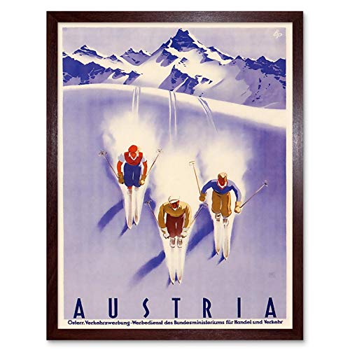 Wee Blue Coo Travel Tourism Winter Sport Austria Ski Snow Alps Art Print Framed Poster Wall Decor Kunstdruck Poster Wand-Dekor-12X16 Zoll von Wee Blue Coo