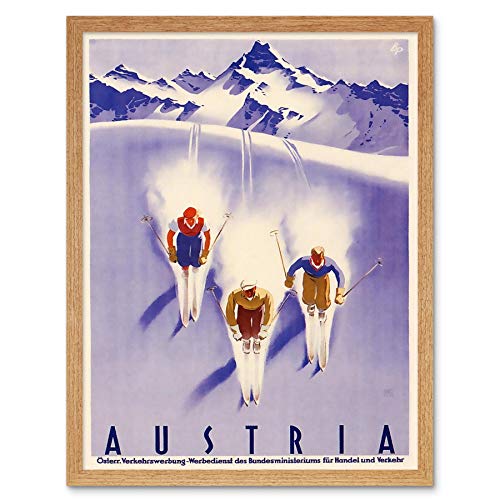 Wee Blue Coo Travel Tourism Winter Sport Austria Ski Snow Alps Art Print Framed Poster Wall Decor Kunstdruck Poster Wand-Dekor-12X16 Zoll von Wee Blue Coo
