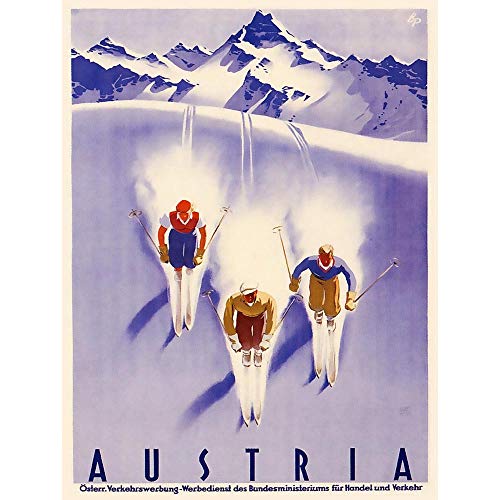 Wee Blue Coo Travel Tourism Winter Sport Austria Ski Snow Alps Art Print Poster Wall Decor Kunstdruck Poster Wand-Dekor-12X16 Zoll von Wee Blue Coo