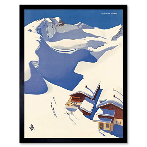 Wee Blue Coo Travel Winter Sport Snow Ski Chalet Alps Austria Art Print Framed Poster Wall Decor Kunstdruck Poster Wand-Dekor-12X16 Zoll von Wee Blue Coo