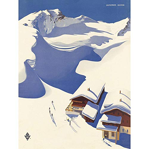 Wee Blue Coo Travel Winter Sport Snow Ski Chalet Alps Austria Art Print Poster Wall Decor Kunstdruck Poster Wand-Dekor-12X16 Zoll von Wee Blue Coo