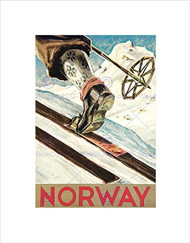 The Art Stop TRAVEL Winter Sports Norway SKI Skiing Skiier Snow Cold Framed Print B12X12398 von Wee Blue Coo