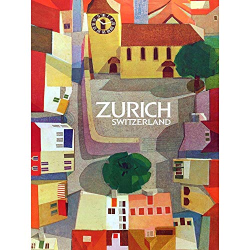 Wee Blue Coo Travel Zurich Switzerland Colourful Funky Art Print Poster Wall Decor Kunstdruck Poster Wand-Dekor-12X16 Zoll von Wee Blue Coo