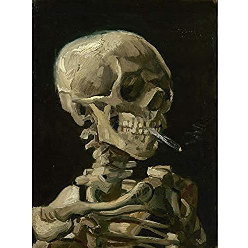 Wee Blue Coo Van Gogh Head Skeleton Burning Cigarette Unframed Wall Art Print Poster Home Decor Premium Wand Zuhause Deko von Wee Blue Coo