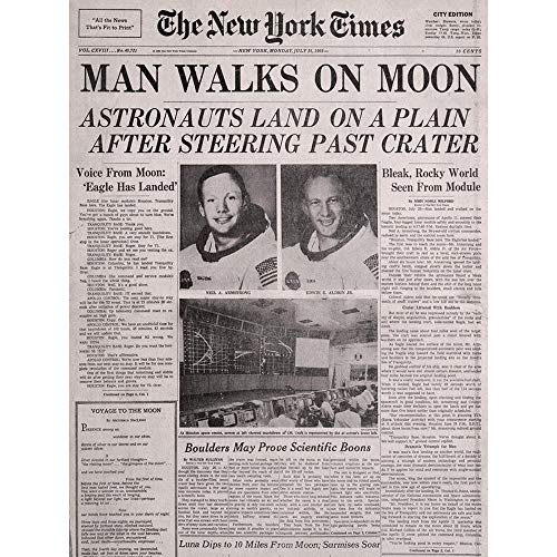 Wee Blue Coo Vintage Space Newspaper Moon Aldrin Armstrong Art Print Poster Wall Decor Kunstdruck Poster Wand-Dekor-12X16 Zoll von Wee Blue Coo