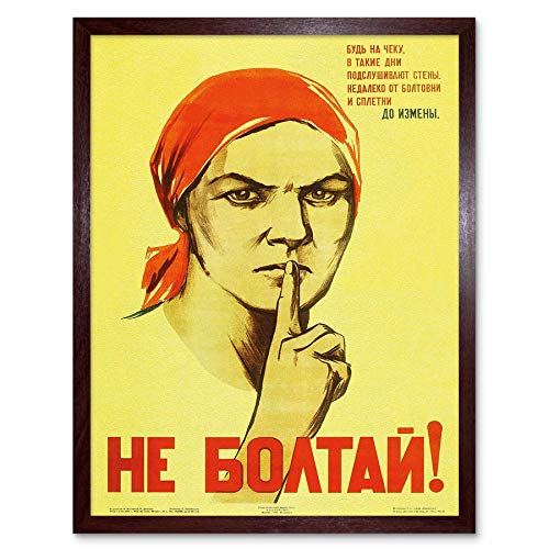 Wee Blue Coo War Propaganda Ww2 Soviet Union Gossip Vintage Retro Advertising Art Print Framed Poster Wall Decor Kunstdruck Poster Wand-Dekor-12X16 Zoll von Wee Blue Coo