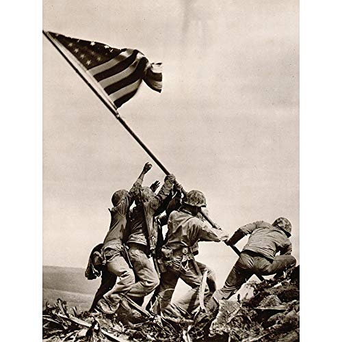 Wee Blue Coo LTD War Wwii Iwo Jima Stars Stripes Flag Propaganda Art Print Poster Wall Decor Kunstdruck Poster Wand-Dekor-12X16 Zoll von Wee Blue Coo LTD