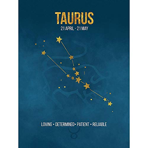 Zodiac Star Sign Birthday Astrology Blue Taurus Art Print Poster Wall Decor Kunstdruck Poster Wand-Dekor-12X16 Zoll von Wee Blue Coo