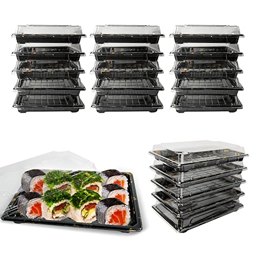 WeeGoo 20 Stück Buffet-Tabletts mit Deckel, wiederverwendbare Kunststoff-Sandwich-Teller mit transparenten Deckeln, Catering-Tabletts für Party-Essen, Kuchen, Sushi (260 mm x 190 mm x 50 mm) von WeeGoo
