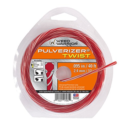 WEED WARRIOR Pulverizer Twist Universal-Trimmerfaden, 0,2 cm Durchmesser x 101,6 m, roter Kern/Silberne Spitzen von Weed Warrior
