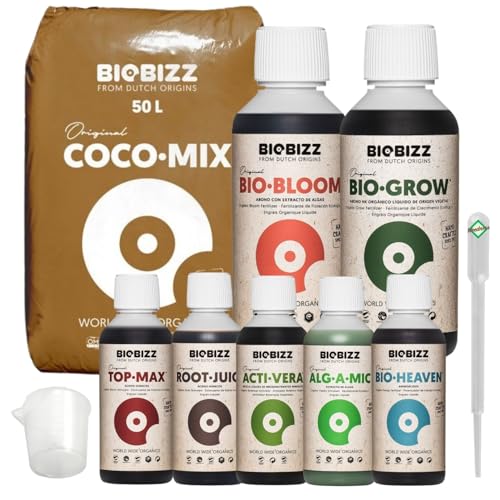 Weedness BioBizz Coco Mix 50 Liter + Dünger Set Big - Kokoserde gepresst Blumenerde Substrat Kokos Anzuchterde Grow von Weedness