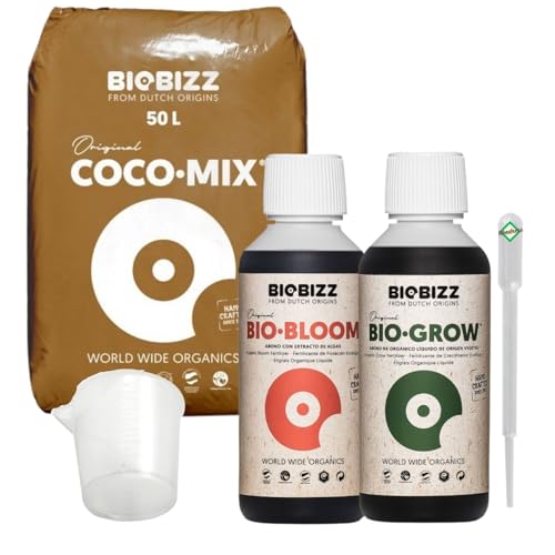 Weedness BioBizz Coco Mix 50 Liter + Dünger Set - Kokoserde gepresst Blumenerde Substrat Kokos Anzuchterde Grow von Weedness