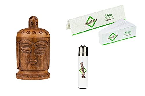 Weedness Buddha Holz Grinder aus Ebenholz handgefertigt 4-teiliges Set - Cruncher Crusher Wood Mini klein Crunsher Zubehör Kräutermühle Set Gewürzmühle Weedness Buddha Holz Grinder aus Ebenholz handgefertigt 4-teiliges Set - Cruncher Crusher Wood Mini klein Crunsher Zubehör Kräutermühle Set Gewürzmühle von Weedness