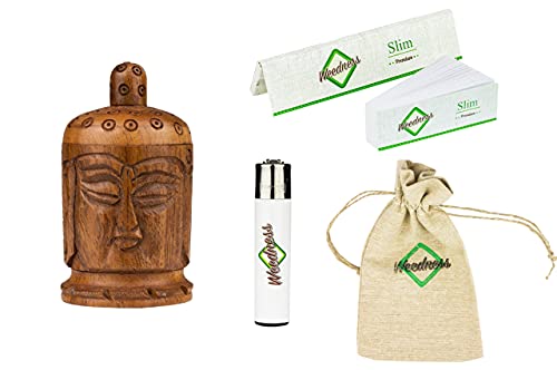 Weedness Buddha Holz Grinder aus Ebenholz handgefertigt 5-teiliges Set - Cruncher Crusher Wood Mini klein Crunsher Zubehör Kräutermühle Set Gewürzmühle Weedness Buddha Holz Grinder aus Ebenholz handgefertigt 5-teiliges Set - Cruncher Crusher Wood Mini klein Crunsher Zubehör Kräutermühle Set Gewürzmühle von Weedness