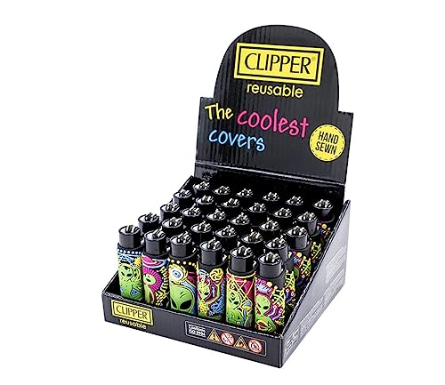 Clipper Cover PVC Hülle Trippy Alien - Limited Clipper Gas Bong Feuerzeug Pfeifen Feuerzeug Einweg Pfeife von Weedness