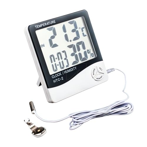 Weedness Digitales Hygrometer Innen mit Außensensor - Grow Anbau Thermometer Temperatur & Luftfeuchtigkeit Raumklimakontrolle Raumluftüberwachung von Weedness