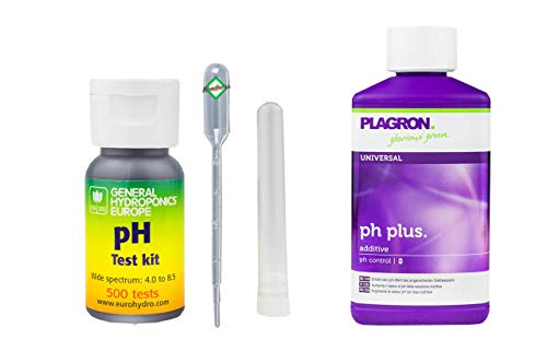 GHE pH-Wert-Messgerät Kit mit 500 Tests + 500 ml Plagron Ph-Plus - pH Teststreifen Pool Wassertester Test pH-Streifen pH-Tester Pool von Weedness