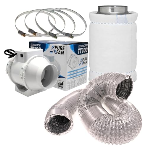 Weedness Grow Ventilator Aktivkohlefilter Set 405-520 m³ Belüftungsset - Indoor Grow Aktivkohlefilter Lüftungsset Rohrventilator Growbox Belüftungssystem Belüftungsanlage von Weedness