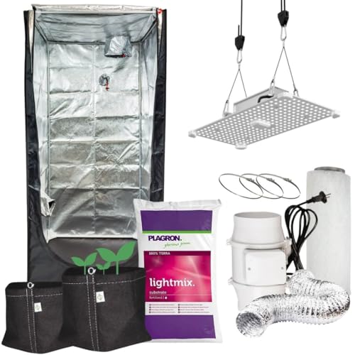 Growbox Komplett Set LED 100 Watt 3-Pflanzen Legalisierung – Mini Klein 60x60x140 Homebox Grow-Set Zuchtzelt Growschrank Growzelt von Weedness