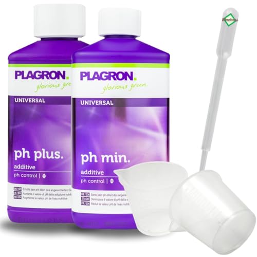 Plagron pH- Minus 500 ml + pH+ Plus 500 ml im Grow Set - ph-senker Dünger Pflanzen Grow Anbau Indoor Down Granulat Tomaten Rasen Orchideen von Weedness