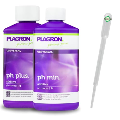 Plagron pH- Minus 500 ml + pH+ Plus 500 ml im Grow Set - ph-senker Dünger Pflanzen Grow Anbau Indoor Down Granulat Tomaten Rasen Orchideen von Weedness