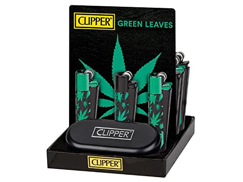 Weedness 1 x Clipper Feuerzeug Green Leaves Vollmetall Spezial Edition - Limited Clipper Gas Feuerzeug Bong Feuerzeug Pfeifen Feuerzeug Einweg Pfeife von Weedness