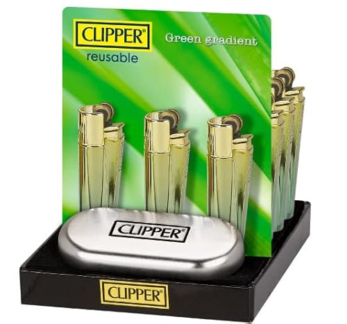 Weedness 1 x Clipper Feuerzeug Spezial Edition Green Gradient - Limited Clipper Gas Feuerzeug Bong Feuerzeug Pfeifen Feuerzeug Einweg Pfeife von Weedness