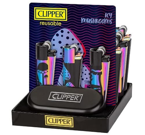 Weedness 1 x Clipper Feuerzeug Spezial Edition Icy Mushrooms - Limited Clipper Gas Feuerzeug Bong Feuerzeug Pfeifen Feuerzeug Einweg Pfeife von Weedness