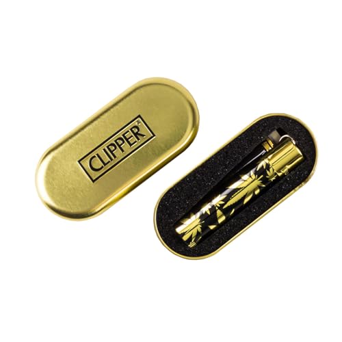 Weedness Clipper Feuerzeug 1 Stück Gold Leaf aus Metall Spezial Edition - Bong Limited Gas Pfeifen Einweg Pfeife Set von Weedness