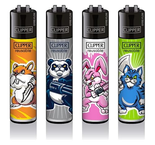 Weedness 4 x Clipper Feuerzeug Set Warriors - Limited Gas Bong Pfeifen Limitert Einweg von Weedness