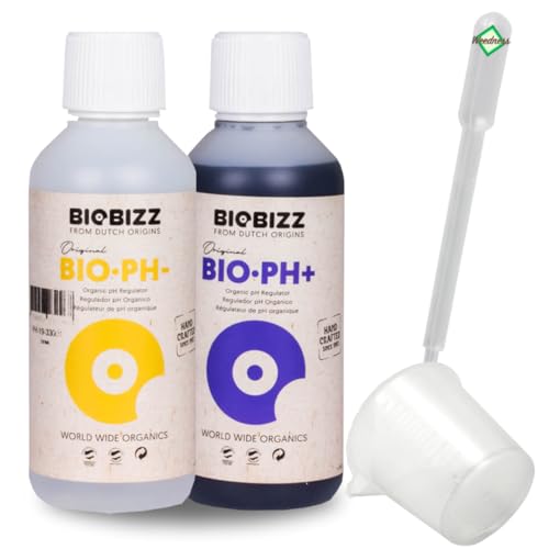 Weedness BioBizz pH+ Plus 250 ml + pH- Minus 250 ml Flüssig - ph-senker Heber Dünger Pflanzen Grow Anbau Indoor Down Granulat Tomaten Rasen Orchideen von Weedness