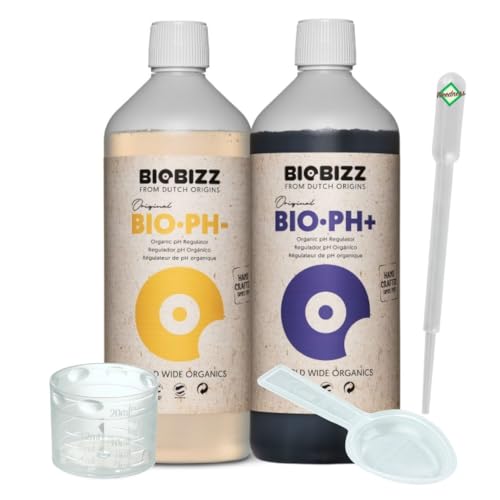 Weedness BioBizz Bio pH- Minus 250 ml + pH+ Plus 250 ml Flüssig - pH-Heber Grow Anbau Indoor Dünger Heben Erhöhen Set von Weedness
