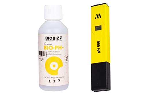 Weedness BioBizz pH- Minus 500 ml + Digitales pH-Messgerät - Natürlicher Biologischer pH-senker Grow Anbau Indoor Dünger Plagron Dünger ph Minus Flüssig von Weedness