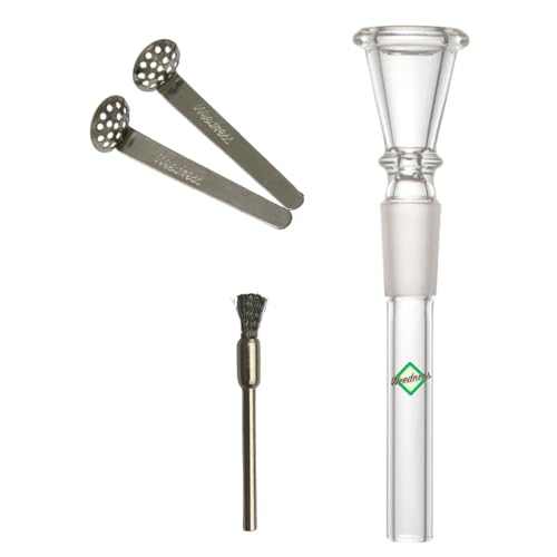 Weedness Bong Glas Chillum 14,5 mm Schliff Trichter 11 cm 3-teiliges Set - Shillum Zubehör Kopf Adapter Aufsatz Steckchillum Kupplung von Weedness