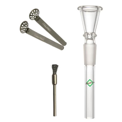 Weedness Bong Glas Chillum 14,5 mm Schliff Trichter 9 cm 3-teiliges Set - Shillum Zubehör Kopf Adapter Aufsatz Steckchillum Kupplung von Weedness