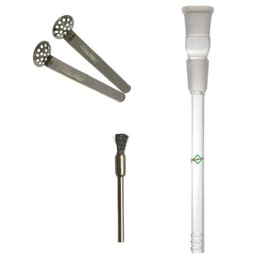 Weedness Bong Glas Chillum Diffuser 18,8 mm Schliff 12 cm 3-teiliges Set - Shillum Zubehör Kopf Adapter Aufsatz Steckchillum Kupplung von Weedness